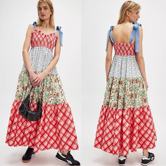 Free People Dresses & Skirts - Free People Bluebell Maxi Dress Cherry Combo Medium NWT Picnic Prairie Bohemian